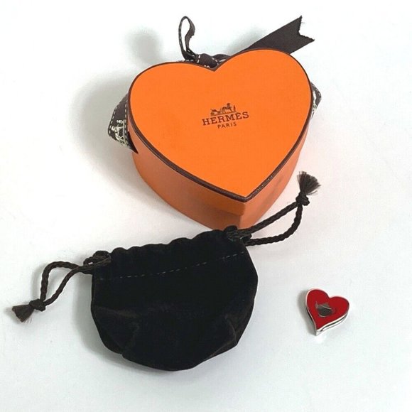 HERMES Heart motif Tea time Twilly ring Scarf ring Metal Red - Picture 7 of 7